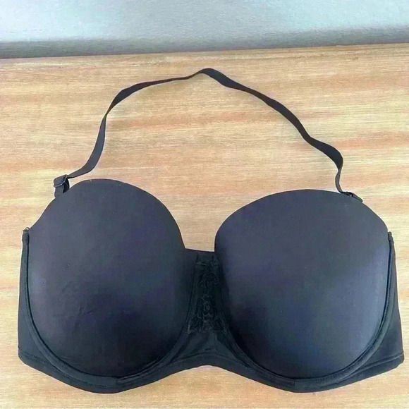 Vanity Fair Black Strapless Smooth Back 5 Way Stretch Bra Women’s Size 36DD - Picture 4 of 16